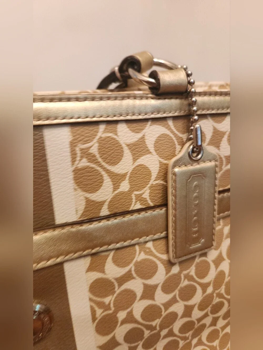 Coach Circa 2011 Classic Diaper Bag Tote with Contrast Center Stripe Pristine!!!
